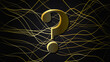 © LinearAndLoom - Abstract Luxury Gold Question Mark on Black Background. 3D gold question mark with flowing golden lines on dark background, representing uncertainty and inquiry.