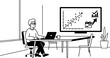 © Qolmas - Office worker planning projects with data visualization screen