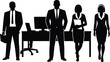 © Arifuxxaman - Successful business team silhouette standing together in office with executive professionals corporate managers coworkers and partners vector illustration for agency workforce recruitment