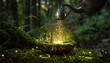 © MariamHana - Ornate Teapot Pouring Luminous Fireflies into a Miniature Enchanted Forest Ecosystem