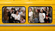 © Lustre Art Group  - Crowded yellow metro train with diverse passengers and expressive urban commuting scene. Concept of public transport, city lifestyle, social diversity, commuter stress, and ads campaign moodboard.