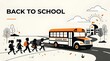 © EstuPutri - Back to school vector illustration with students walking to the school bus