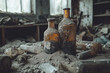 © Tetiana - Abandoned overgrown science laboratory with broken furniture and wild nature inside the room created by generative ai