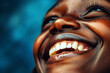 © Tetiana - Extreme closeup of person laughing smiling showing positive expressing pure joy happiness generative ai