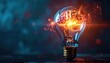 © Graphic - Glowing Brain Inside Light Bulb Symbolizing Innovation and Ideas.