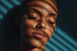 © JoeyMarut - Serene portrait glowing skin closed eyes soft shadow lines warm light