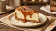 © SimpleLife Stock - Decadent slice of caramel pecan cheesecake with a graham cracker crust