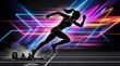 © Ali - Dynamic Female Sprinter Action Silhouette with Neon Light Streaks