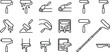 © Mamunur - Paint Roller and Wall Renovation Minimalist Line Icon Set with Extension Pole Trays and Dripping Wet Textures for Home Improvement Maintenance and Interior Decoration Web Designs