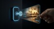 © MakarimZaydan - Conceito de tecnologia para casas inteligentes: controle de acesso e monitoramento digital da residência.