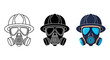 © imran - Vector illustration of a professional safety helmet with a gas mask, depicting essential protective equipment for hazardous environments in various styles