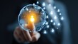 © Ariansyah - A finger touches glowing globe with interconnected human icons