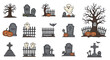 © daun - Halloween graveyard tombstones and fences.