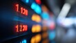 © buraratn - Abstract Representation of Stock Market Data Display with Digital Numbers and Colorful Lights in a Blurred Background for Financial Concepts
