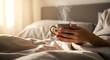 © Soraya - Woman Enjoying Morning Coffee Bed.