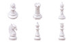 © Ly - Distinctive white 3D rendered chess pieces, featuring a unique griffin knight design.
