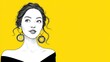 © Lana - Portrait illustration of a fashionable young woman with ornate earrings set against a vibrant solid background