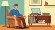 © Bima - Man listening to vinyl records on turntable