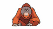 © kelincihitam - A stylized orangutan with closed eyes sits calmly, its orange fur detailed
