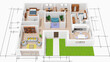 © massimo_g - Progetto di costruzione e ristrutturazione di casa. Architettura, disposizione e configurazione delle stanze e dell'arredamento di moderna abitazione. Disegno e progetto spazio abitativo.
