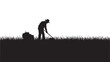 © Aleem - Black Silhouette of Farmer Working in Field with Tool — Agriculture, Farming and Rural Life Concept