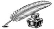 © Muhammad - Vintage feather quill pen and glass inkwell vector illustration design