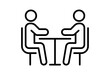 © Gabrieuskal - Icono lineal de dos personas sentadas en una mesa frente a frente para una entrevista o reunión