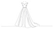 © nia - Elegant Wedding Dress Outline Drawing, Minimalist Bridal Gown Sketch