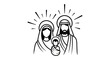 © nia - Holy Family Icon: Mary, Joseph, and Baby Jesus in Simple Line Art Style