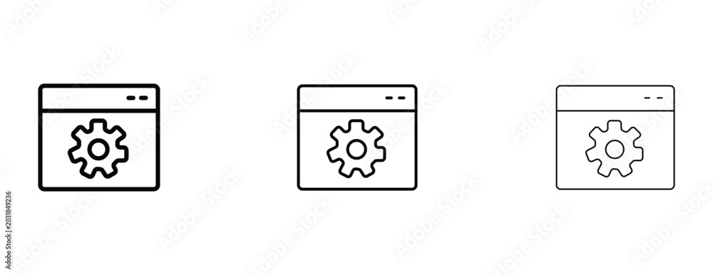 Three Line Config Icon Minimalist browser settings icons, website configuration gear symbols ...