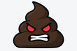 © Ayub - Expressive and angry brown poop emoji character with glowing red eyes and a bared white teeth facial expression in a cartoon style.