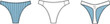 © Mahafuzar69 - Art & IllustrationTechnical Vector Illustration of Women's Ribbed Bikini Bottoms and Thong Set Featuring High Leg Cut, V-Shape Waistline, Contrast Lining, and Front-Back Fashion Flat Sketches