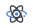 © Racelleo - Abstract atom symbol graphic on black background