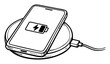 © Graphic Gurus - Smartphone wirelessly charging on a pad, displaying a battery icon with a lightning bolt. Hand-drawn doodle illustration