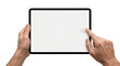 © BTG - Hands holding and touching blank screen digital tablet horizontally