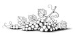 © MdJahidul - Grapes line art illustration with grape bunches, leaves, and curling vines on a clean horizontal baseline