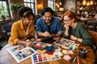 © Pro Clipart - Diverse group of designers working together in a creative studio. High quality photo for teamwork, business collaboration, and fashion industry marketing. Vibrant fabric samples.
