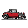 © Jeni - Classic red hot rod car illustration on white