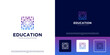 © dhulpikir - Digital network connection logo with education concept, modern abstract style, square shape, vector graphic illustration.