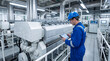 © Food Shop - Engineer inspecting advanced industrial machinery in modern factory with precision tools