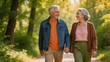 © 莎莎 王 - Elderly couple walking in forest