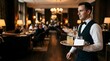 © Ethan - Professional waiter serving cocktails and blank menu card in restaurant