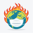 © bagus - Earth wearing a face mask and on fire