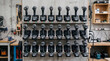© Sekai - Professional photo of wall mounted charging rack holding a fleet of generic cordless power tools