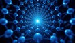 © Fatima - Abstract futuristic tunnel of interconnected blue spheres with glowing light at the end symbolizing data flow network communication or scientific pathways connection technology futuristic abstract
