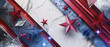 © chen - 3D luxury marble and red blue stars copy space background for US Labor Day premium brand posters Independence Day car promo and layout.