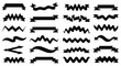 © MDRipon - Diverse collection of black ribbon banners and decorative wavy lines for vintage labels borders and stylish graphic design layouts.