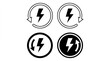 © Shuvo - Four black and white icons depicting lightning bolts with circular arrows