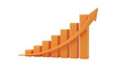 © MDSaifur - Orange upward growth bar chart with increasing height isolated on transparent background
