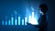 © Shaheryar - Person facing holographic bar chart glowing futuristic data analysis metrics